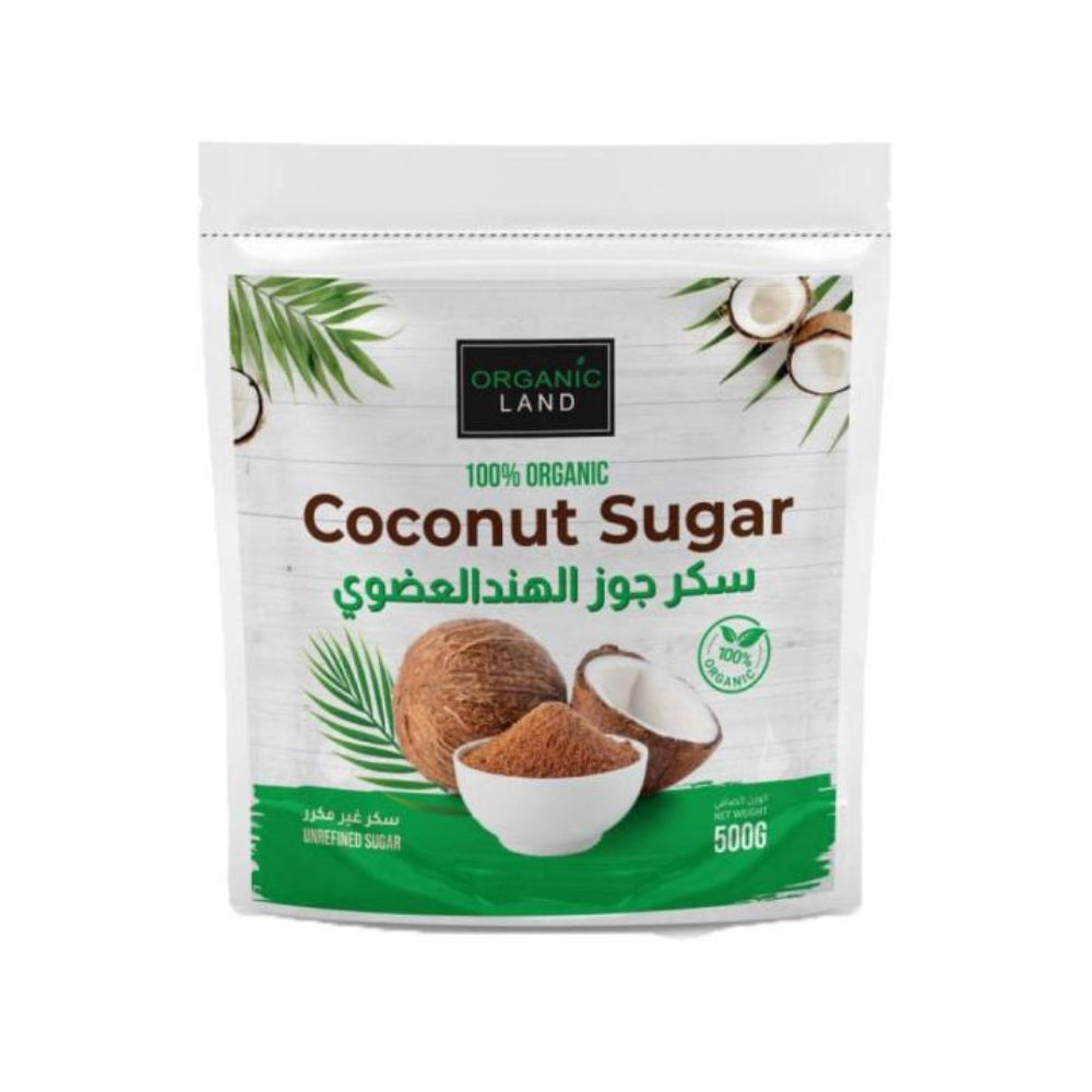 سكر جوز الهند العضوي 500 جم من اورجانيك لاند |  صيدلية.كوم.