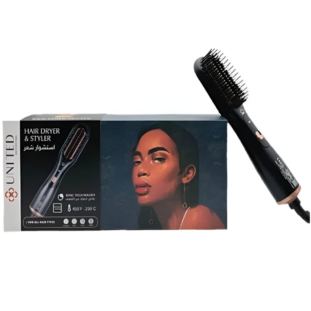 يونايتيد استشوار للشعر مصفف و مملس 3 في 1 درجات حرارة متعددة فرشاة مقاومة للحروق |  صيدلية.كوم.