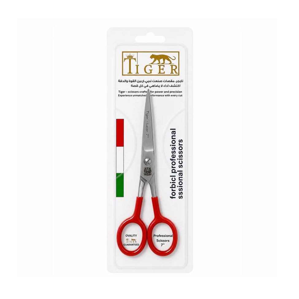 Tiger Laser Hair Scissors TR660 Professional Steel Red Handle 7 mm