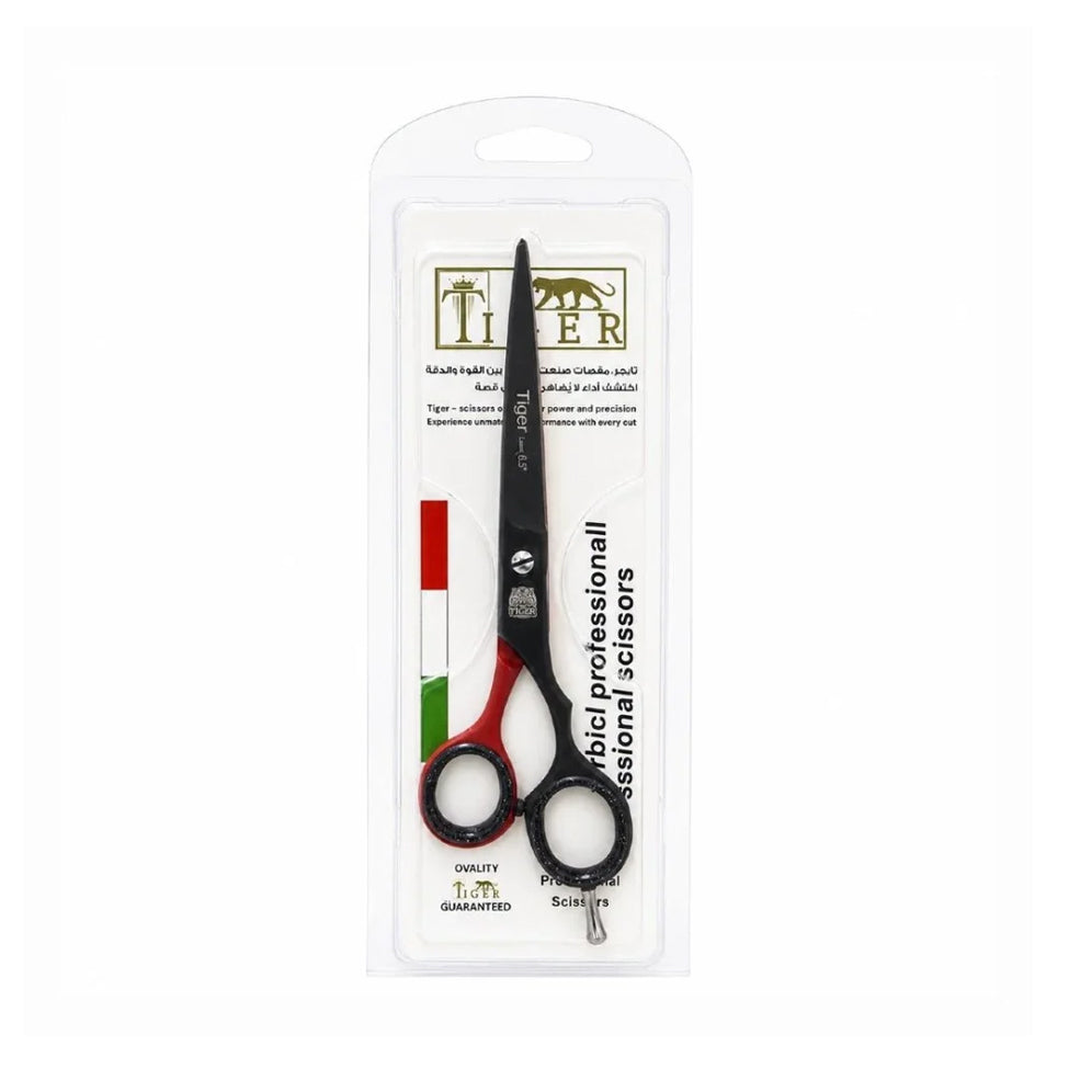 Tiger Laser Professional Hair Scissors TR663 Black and Red Steel with Hand Support Rest 6.50 mm 