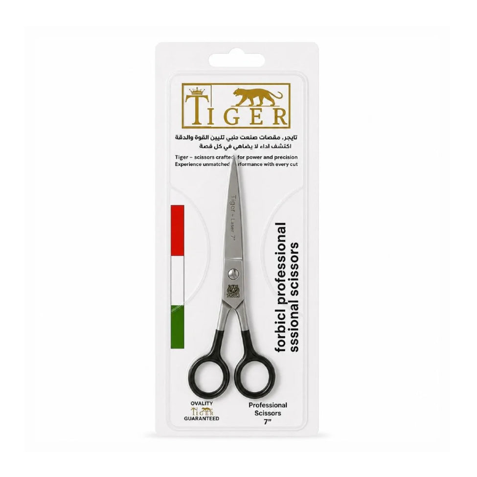 Tiger Laser Hair Scissors TR668 Professional Steel Black Handle 7 mm