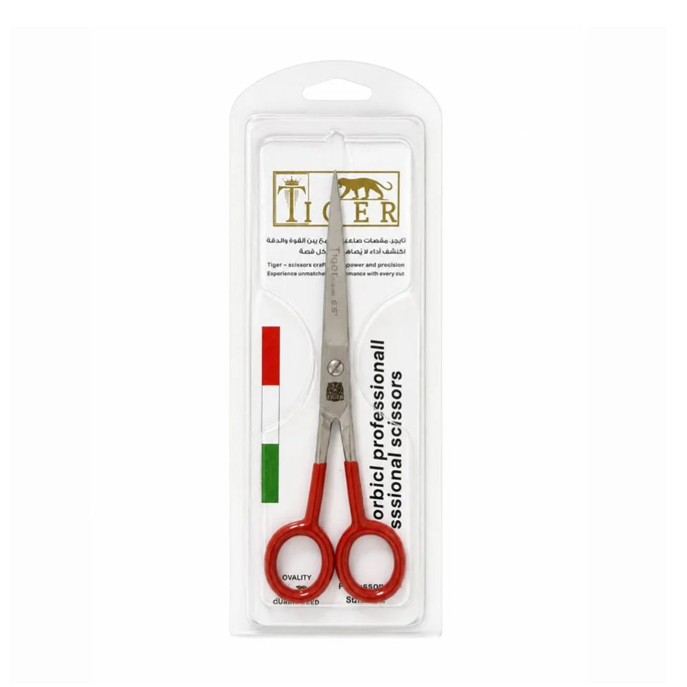 Tiger Laser Professional Steel Hair Scissors TR666 with Red Handle 6.50 mm