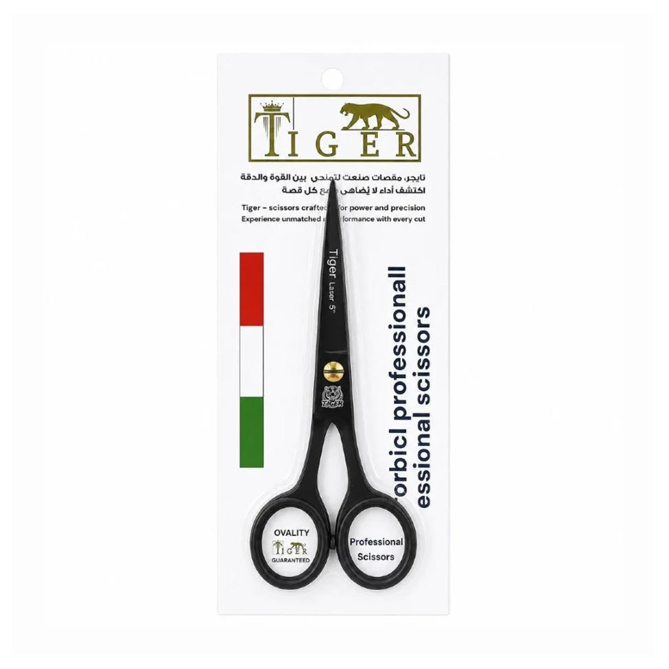 Tiger Laser Hair Scissors TR669 Professional Steel Line Black for Mustache 5 mm