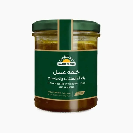 أرض الطبيعة خلطة عسل بغذاء الملكات والجنسنج 250 جم