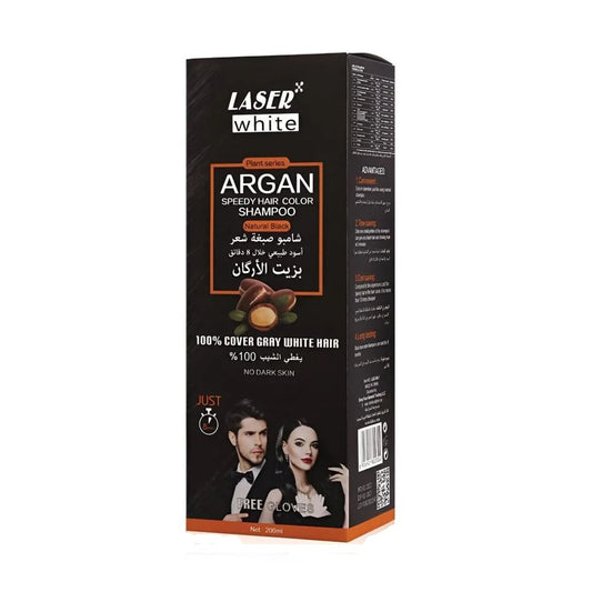 ليزر وايت شامبو صبغة للشعر بالأرجان اسود 200 مل