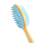 Mella 2-in-1 Pure Silicone Body Exfoliation Brush with Long Wooden Handle