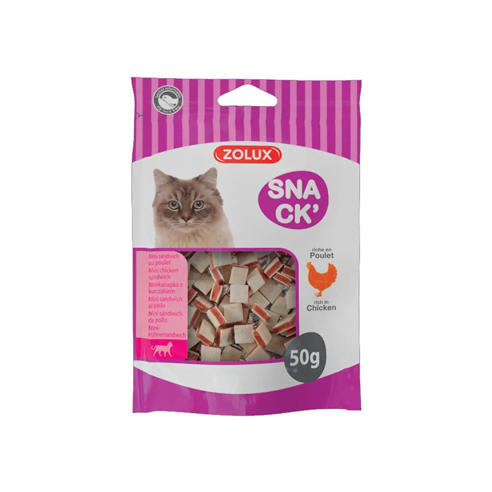 زولكس سناك مكافآت ساندويتش دجاج للقطط 50 جم |  صيدلية.كوم.