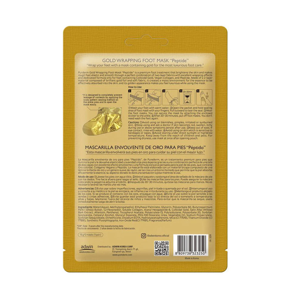 Purederm Gold Wrapping Foot Mask Peptide
