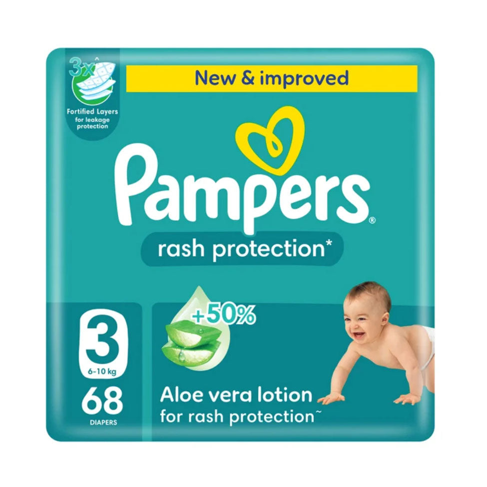 Pampers Rash Protection Taped Diapers Size 3 Pack 68 Count