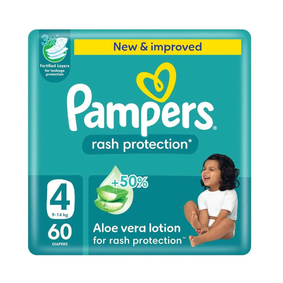Pampers Rash Protection Taped Diapers Size 4 Pack 60 Count