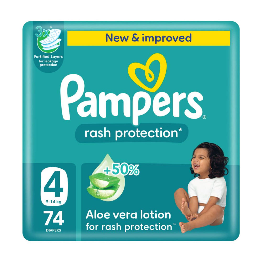 Pampers Rash Protection Taped Diapers Size 4 Pack 74 Count