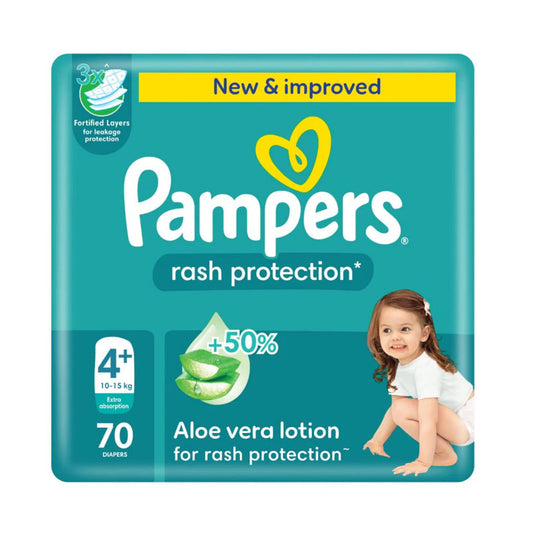 Pampers Rash Protection Taped Diapers Size 4+ Giant Pack 70 Count