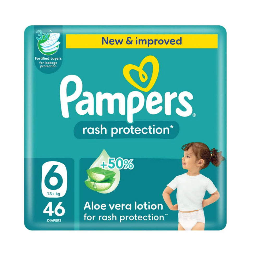 Pampers Rash Protection Taped Diapers Size 6 Pack 46 Count