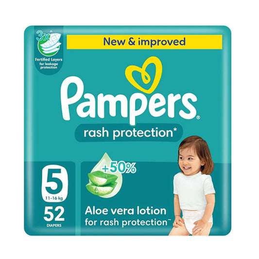 Pampers Rash Protection Taped Diapers Size 5 Pack 52 Count