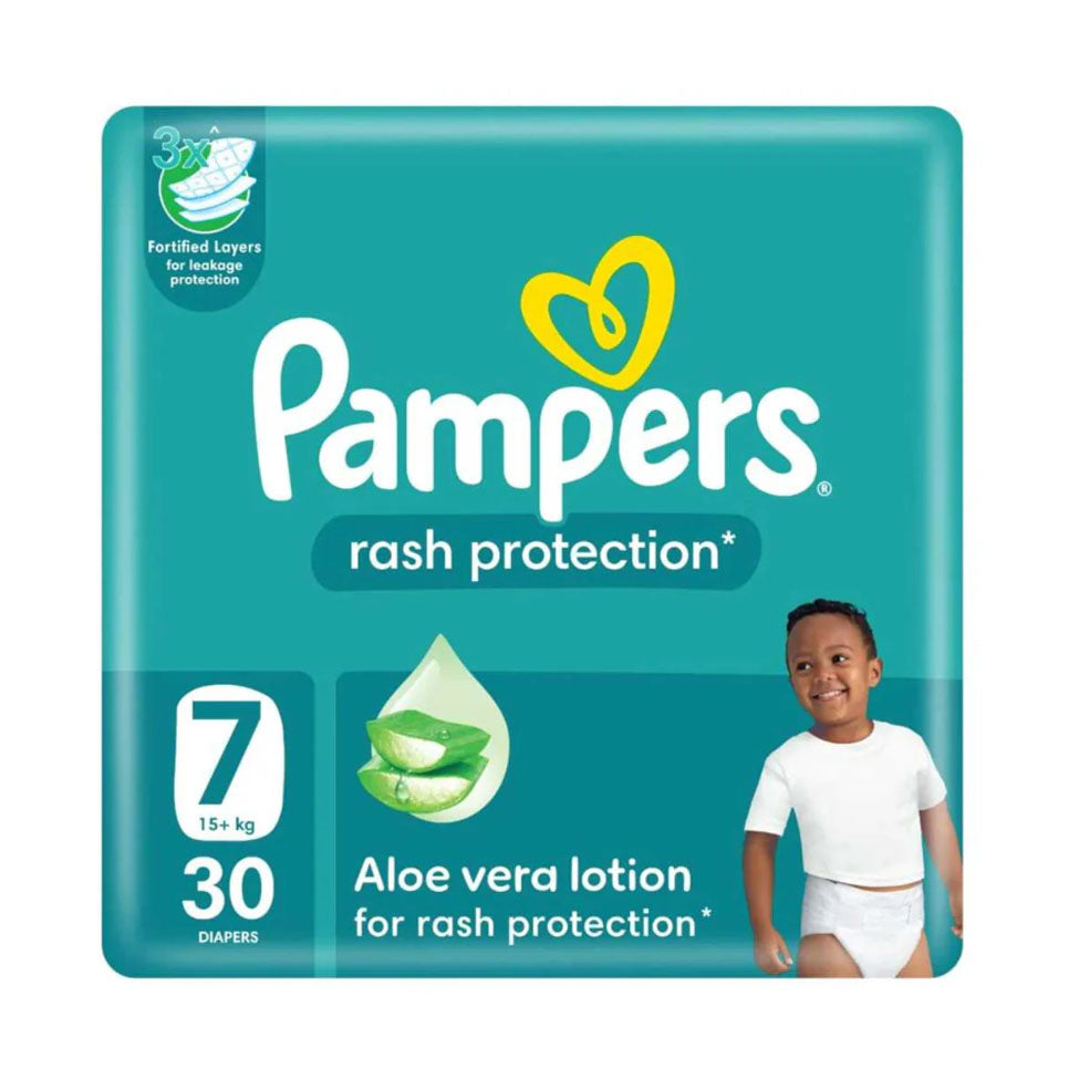 Pampers Rash Protection Taped Diapers Size 7 Pack 30 Count