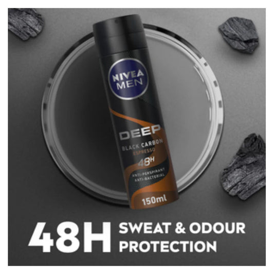 NIVEA Deep Black Carbon Espresso 48H Men's Deodorant Spray 150 ml
