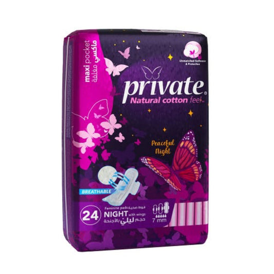 Private Feminine Pads Night With Wings Compressed 24 Pieces