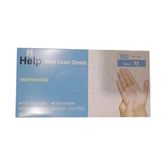Vinyl Testing Gloves 100 Pieces Powder-Free from Help