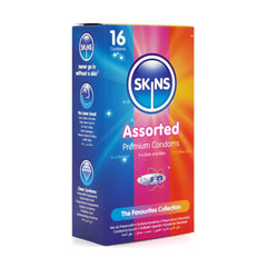 Skins Condoms Mixed Shapes (6 Natural + 5 Dots & Ribs + 5 Ultra Thin) 16 Pieces