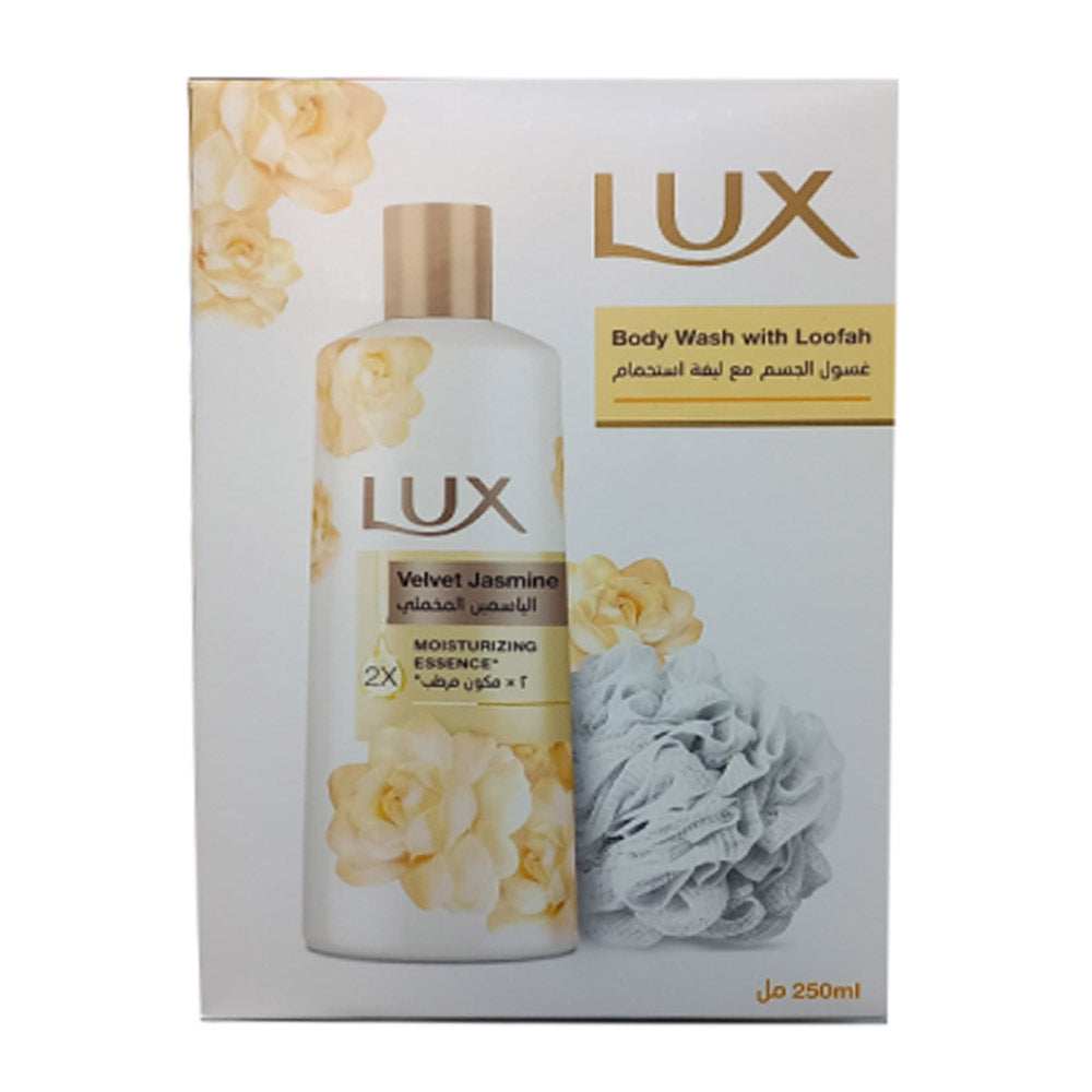 لوكس غسول الجسم الياسمين المخملي 250 مل مع ليفة