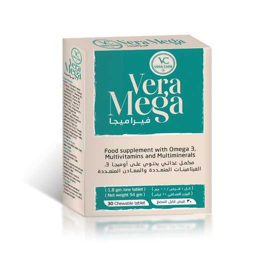 Vera Mega Multivitamin and Mineral Dietary Supplement with Omega 3 Chewable Tablets 30 Tablets