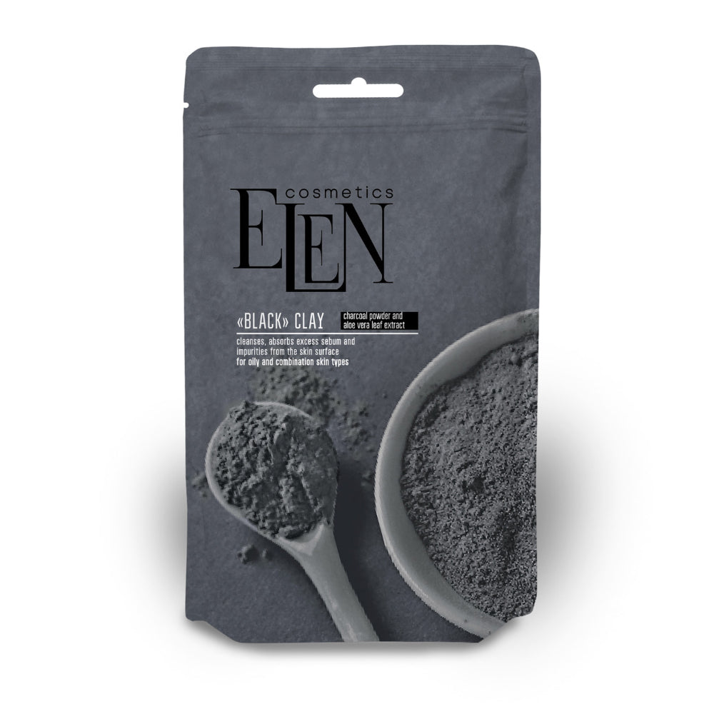 Elen Cosmetics Black Clay With Charcoal Powder and Aloe Vera Extract 40 g