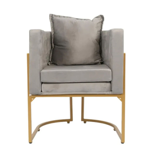 كرسي صالون نسائي رمادي مع حديد ذهبي |  صيدلية.كوم.