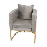 كرسي صالون نسائي رمادي مع حديد ذهبي |  صيدلية.كوم.