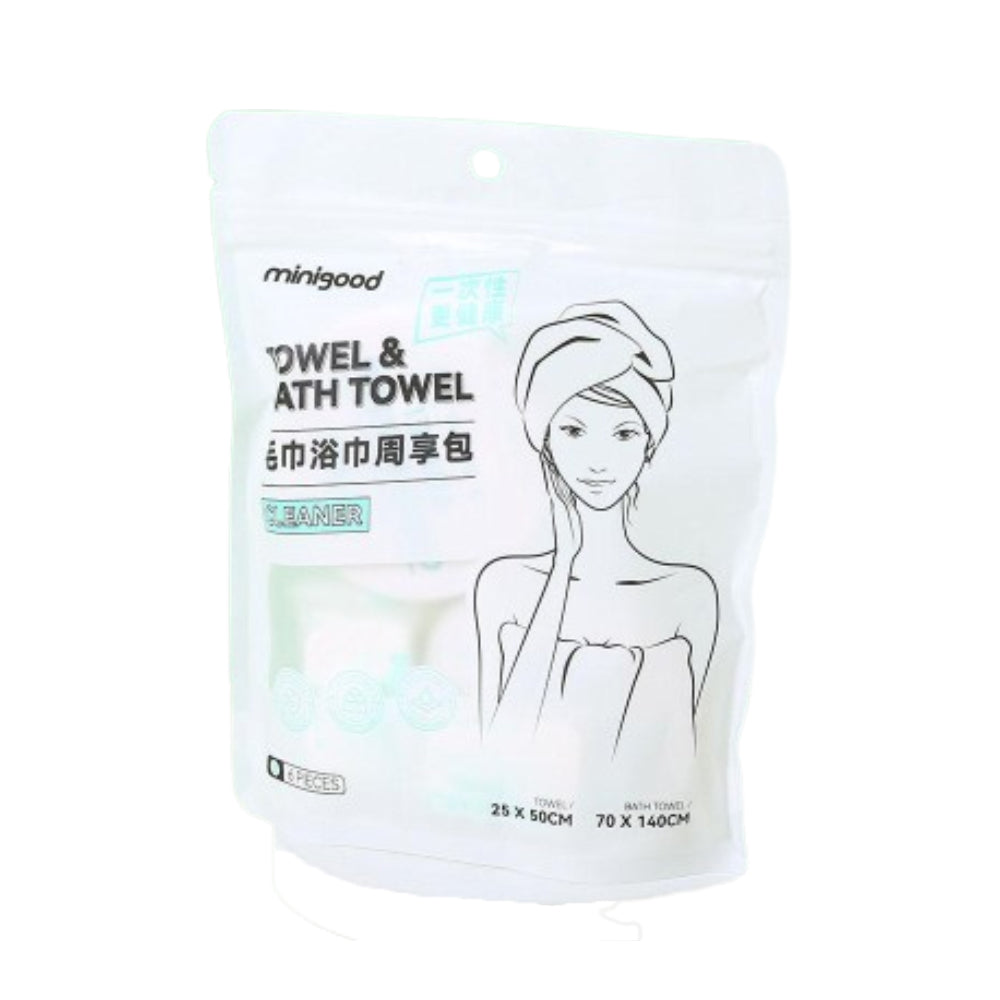 Minigood Compressed cotton towels 4 Face Towels 2 Bath Towels