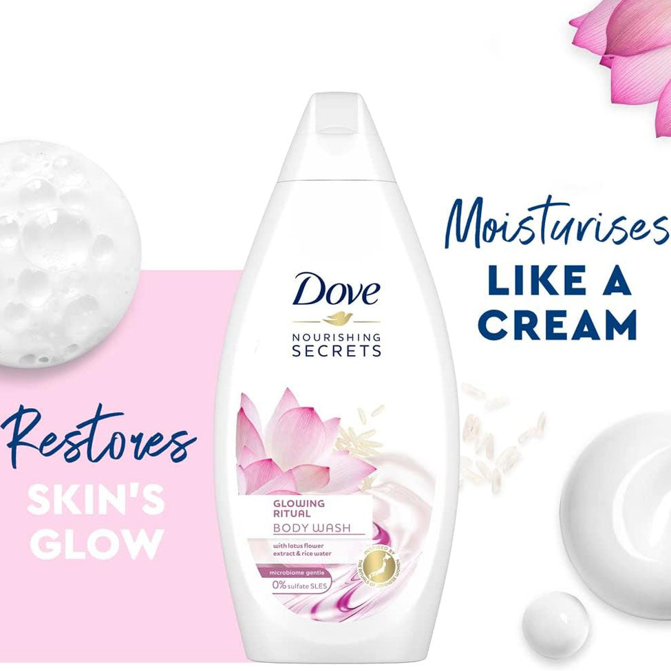 Dove body wash lotus flower and rice water with loofah 250ml