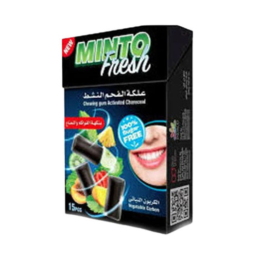 منتو فريش علكة الفحم النشط بنكهة الفواكه والنعناع 21 جم عدد 15 حبة.