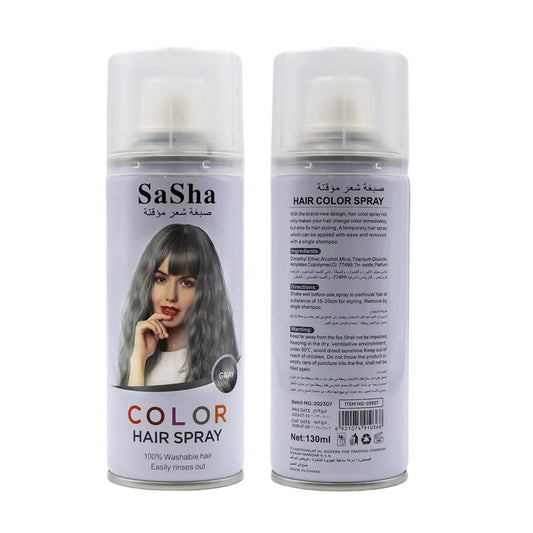 بخاخ صبغة شعر مؤقت باللون الرمادي من ساشا 130 مل |  صيدلية.كوم.