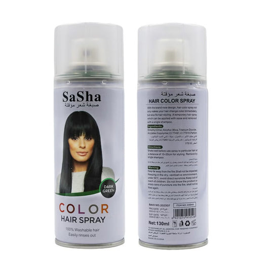 بخاخ صبغة شعر مؤقت باللون الأخضر الغامق من ساشا 130 مل |  صيدلية.كوم.