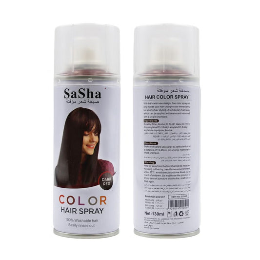 بخاخ صبغة شعر مؤقت باللون الأحمر الغامق من ساشا 130 مل |  صيدلية.كوم.