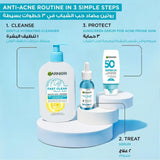 غارنييه غسول وجه سكن ايكتيف تنقية سريعة للبشرة المعرضة للحبوب بفيتامين سي 250 مل