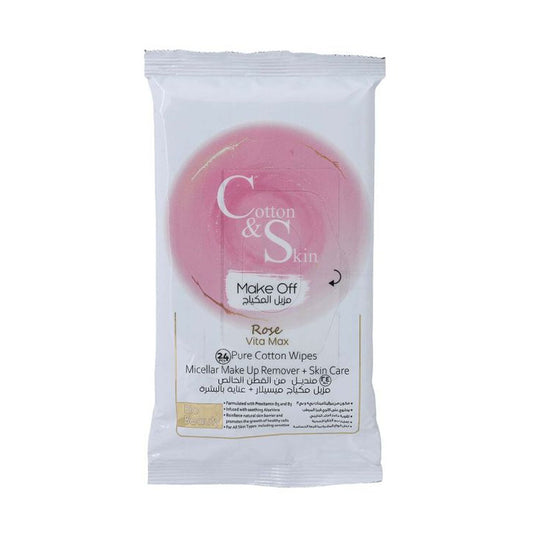كوتن اند سكن مناديل لإزالة المكياج قطنية نقية بالورد 24 منديل