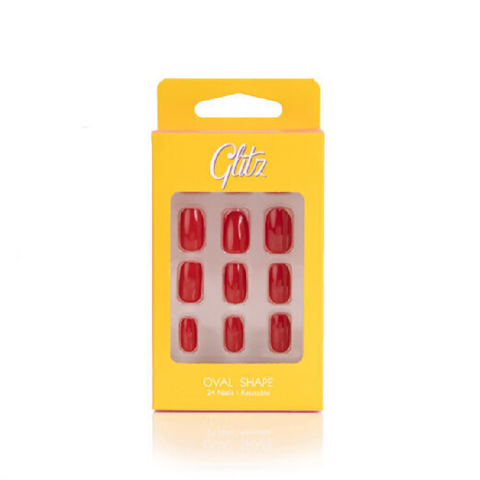 أظافر صناعية لصق ذاتي شكل اوفال ريد 25 من جليتز |  صيدلية.كوم.