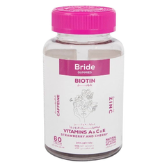 Bride Chewable Candy Vitamins with Biotin and Zinc, Cherry and Strawberry Flavor 60 Pieces