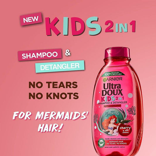 غارنييه الترا دو شامبو وبلسم للأطفال 2 في 1 بالكرز واللوز الناعم 400 مل