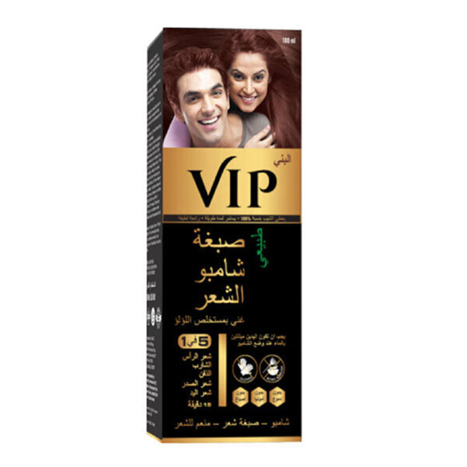 VIP شامبو صبغة الشعر طبيعي بمستخلص اللؤلؤ لون بني 