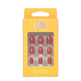 Glitz Nails Press On Oval Maroon 18