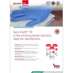 BDI Sani - Cloty Disinfecting Wipes containing 70% Isopropyl Alcohol - 125 Wipes