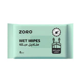 ZORO Refreshing Wet Wipes Suitable for Hajj & Umrah 8 Wipes