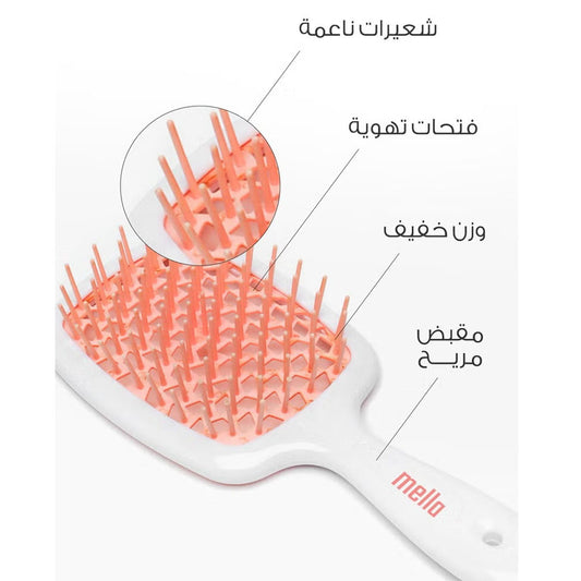 فرشاة فك تشابك الشعر بلون وردي و ابيض من ميلا |  صيدلية.كوم.