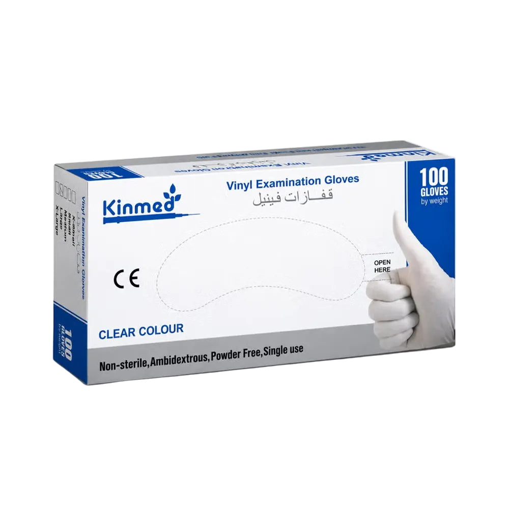 Kenmed Large Clear Vinyl Gloves, 100 Pieces per Pack