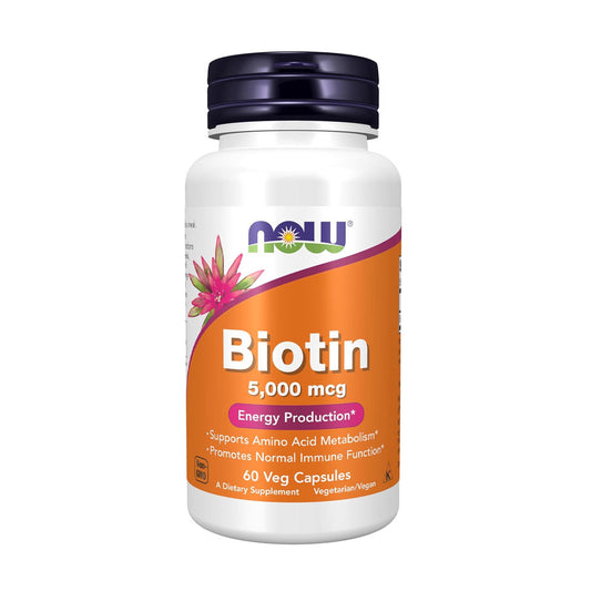 NOW Biotin 5,000 mcg 60 Veg Capsules