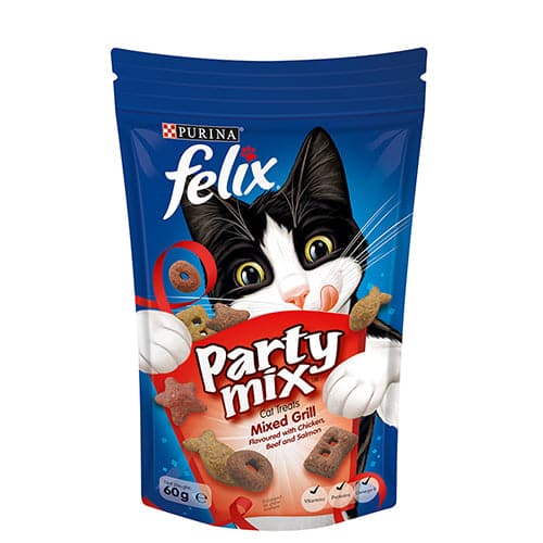فيليكس بارتي ميكس وجبة للقطط بنكهة الدجاج واللحم البقري والسلمون 60غ |  صيدلية.كوم.