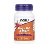 NOW Mega D-3 & MK-7 - 5,000 IU / 180 mcg - 60 Capsules