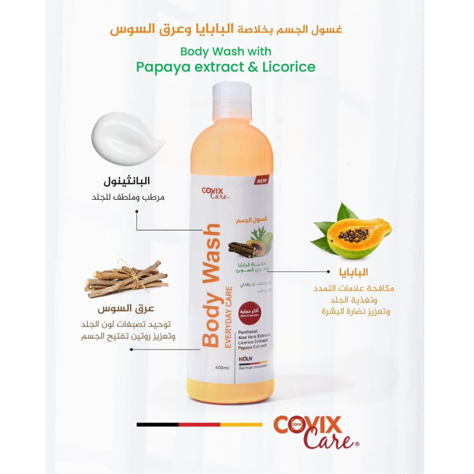 Covix Care Body Wash Papaya And Licorice Extract 400 Ml