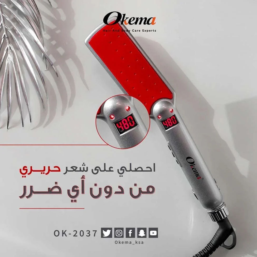 مكواة تمليس الشعر سيراميك OK-2037 من اوكيما |  صيدلية.كوم.